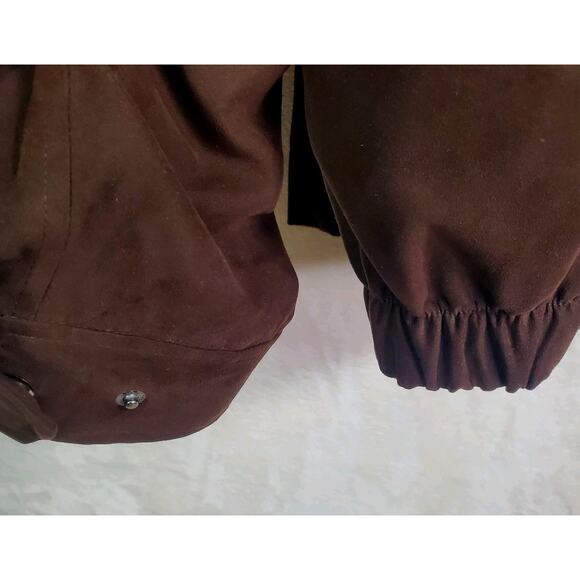 Jos. A. Bank Mens Bomber Jacket Removable Lining Faux Suede Dark Brown Sz XL - Picture 13 of 15
